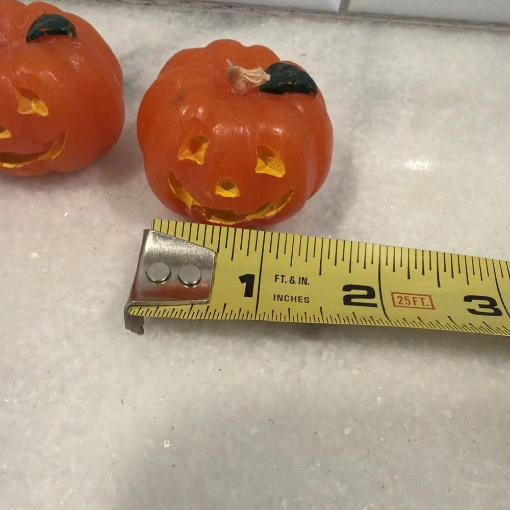 Set Of 3 Vintage 1980's Halloween Pumpkin Jack-O-Lantern Candle Decoration